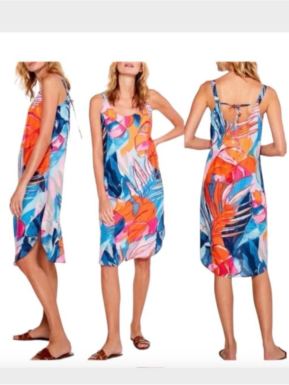 Nic+Zoe Womens Sleeveless Abstract Print Dress EcoVero Rayon SMALL - NWT